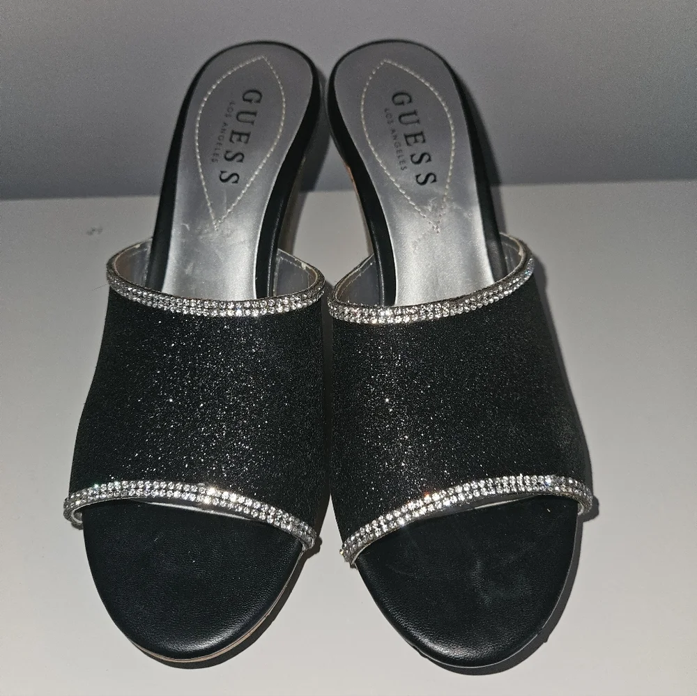 Guess Black & Bling Platform Wedges 🖤 Size 7 - Picture 2 of 9